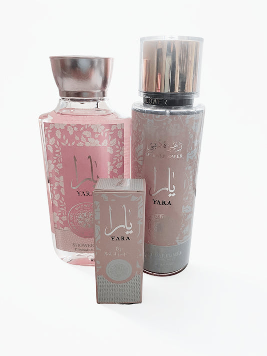 Lot yara trio : gel douche + brume + huile parfumée